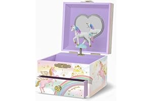 GIGGLE & HONEY Muzyczna Szkatułka na Biżuterię z Tańczącym Jednorożcem - Pozytywny Prezent dla Dziewczynek