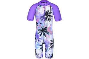 HUAANIUE Long Swimsuit Girls Swimming 1pcs Swimwear UPF 50+ UV Sunsuit with Zipper 4-12Y Summer Swimming Sportswear