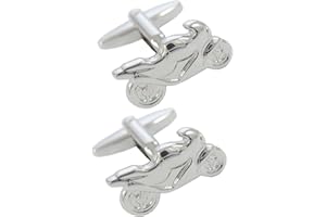 COLLAR AND CUFFS LONDON - Boutons de Manchette avec Boite-Cadeau - Grand Qualité - Motocycle - Laiton - Couleur Argent - Sport - Moto