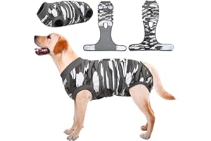 Kuoser Traje de Recuperación Quirúrgica para Perro, Chaleco para Después de la Cirugía de Camuflaje para Mascotas, Vendajes para Heridas Abdominales de Perros, Alternativa de Cuello Electrónico y Cono