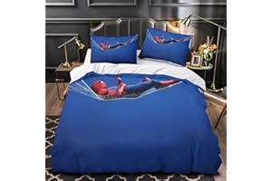 Auusda Spider-Man Funda Nórdica Estampada Peter Parker Precioso Patrón para Niños Niños Niñas Funda De Edredón De Microfibra Ligera Double（200x200cm）