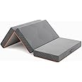 Vesgantti Folding Mattress Single Size 90x190cm, 10CM Gel Memory Foam Foldable Mattress Tri-fold for Travel, Camping, Guest Bed - Grey, CertiPUR-US Certified