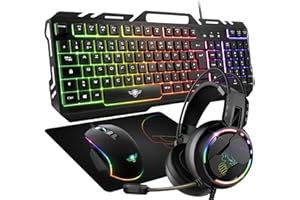 SPIRIT OF GAMER – Pack Gaming 4 en 1 Pro-MKH5 – Clavier Gamer RGB AZERTY Anti-Ghosting/Souris Gamer 7 Boutons RGB 6400 DPI/Casque RGB/Tapis Anti-Dérapant/PC PS4 PS5 Xbox One