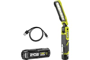 RYOBI 4 V USB litiumarbet - 3 intensiteter: 500/250/100 lumen - magnetisk bas - USB-C-kabel - 1 x 4 V 2,0 Ah USB-litiumbatter