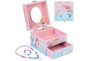 Anyiner Musical Jewellery Box for Girls - Mermaid Kids Music Box with Spinning Mermaid and Mirror, Princess Gifts for Little Girls, Children Jewellery Box Birthday Gift for Ages 3-10