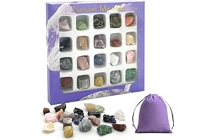 Obidodi 20 Gemstones Chakra Crystals Stone Set, Natural Crystals and Gem Stones Set for Kids, Crystals for Beginners, Reiki Healers and Yoga Practioner Anxiety Relief Meditation Relaxation (01)