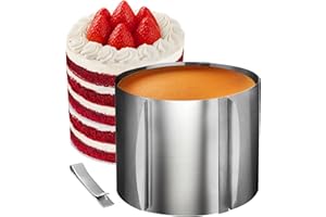 KITDAHOM Anello Regolabile per Torte - Stampo da Forno Rotondo 15 cm di Altezza Ø 16-30 cm - Acciaio Inox - Resistente al Calore, Stabile, con Scala - Per Cottura, Decorazione e Modellatura di Torte