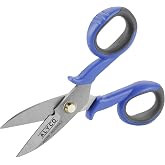 Alyco - Professional Electrician Scissors Stainless Steel | 145 mm | Tool with Serrated Wire Stripper and Adjustable Rivet fo