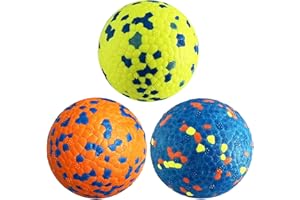 CAISHOW 3Pack Dog Ball Toys Indestructible Dog Ball Float On Water Fetch Bouncy Durable Solid Rubber Ball For Puppy Small And Medium Dogs Playing Toys (3Pcs-2.55'')