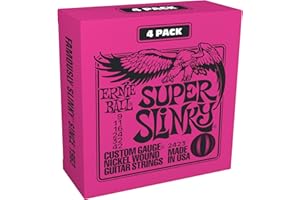 Ernie Ball Super Slinky Nickel Wound Electric Guitar Strings 4-Pack - 9-42 Gauge