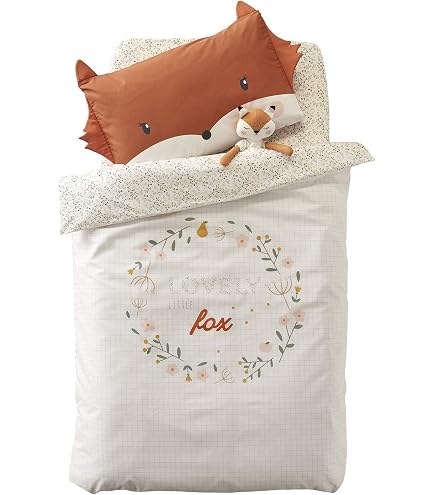Housse De Couette Bébé Green Forest Vert 80x120cm - 2 Faces (Fleurs & Pois) - Coton Oeko-Tex