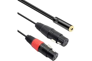 MEIRIYFA Dual XLR auf 3,5 mm Klinke Mikrofonkabel, 1/8 Buchse auf Dual XLR Buchse Adapter Mikrofonkabel, 3,5 mm Stereo TRS auf Dual XLR Buchse Umwandlungskabel – 0,3 m