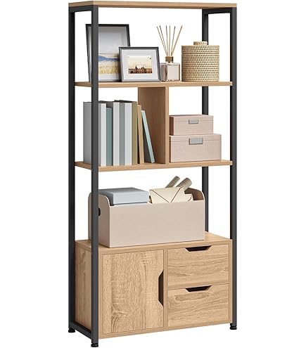 WOLTU Bookcase Bookshelf for Living Room, Bedroom, Office,Storage Cabinet and Wooden Legs with 5 Compartments,White SK011ws