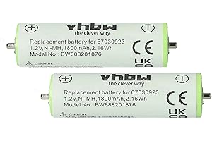 vhbw 2X Akku kompatibel mit Braun Series 1, Series 3, SmartControl Rasierer Haarschneider (1800mAh, 1,2V, NiMH)