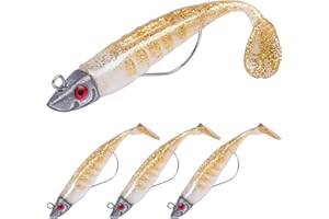 HOTUT Esca da Pesca Morbido Silicone, 3/5/10 Pezzi T Coda Esca Artificiale con Gancio Tagliente, Esca per Esca Morbida Occhi 3D per Bass, Trote e Crappie, Esche da Nuoto con coda a Paletta