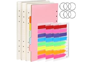 ‎KOOGEL Koogel Nachfüllpapier A5, 180 Blätter Ringbuch Notizpapier +5 Farbige Binder-Teiler +480 PCS-Registerkarten, für Nachfüllbaren A5 Journal Notebook Planner Organizer（Kariert +Liniert+Gepunktetes）