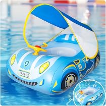 Flotador De Bebé Con Doble Anillo Y Sombrilla Ajustable – Asiento Cómodo, Juguete Con Sonido, Almacén De Juguetes, Seguro Para Piscina Y Playa, Regalo De Verano