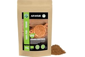 Alpi Nature Organiczny proszek Carob (250G) ekologiczny Johannisbrot ekologiczny johannisbrotpulver ciemny jako wymiana i wytrzymałość kakao pozbawiona gluten
