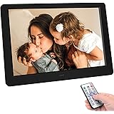Tenswall 10 Inch Digital Photo Frame Upgraded High Resolution Full IPS Display Photo/Music/Video Player Calendar Alarm Auto On/Off Timer, Support USB and SD Card, Remote Control