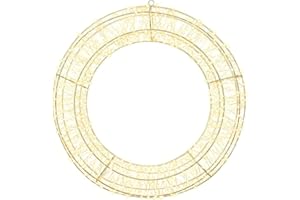 ‎BLUMIXX LED Lichterkranz Adventskranz Metall Weiß Ø 50 cm, 960 LEDs warmweiß mit Timer, wettergeschützt – moderner Weihnachtskranz & Weihnachtsdeko zum Aufhängen an Tür, Fenster, Wand