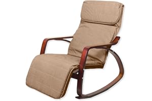 yelloo - Sedia a Dondolo ZEN da Interno, Poltrona a Dondolo da Interno in Legno di Betulla, Poltroncina Camera da Letto, Relax, Giardino Coperto, Sedia Legno Comoda (Noce Caffe)