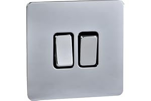 Schneider Electric Interrupteur double en chrome poli avec insert Noir 16AX