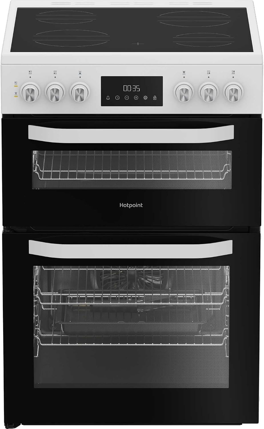 Hotpoint HDE6VDW 60cm Electric Double Cooker with Multiflow - White