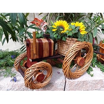 Bagger, Traktor aus Korbgeflecht, 80cm, Rattan, Weidenkörbe, bepflanzen