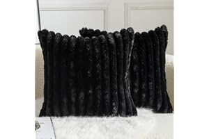 Mandioo Förpackning med 2 dekorativa kuddöverdrag 30 cm x 50 cm fuskpäls randig plysch mjuk prydnadskudde överdrag örngott so