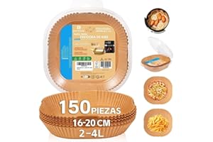 RAYPOW Luftfritteusepapier, quadratisch, 150 Stück, 16-20 cm, BPA-frei, Zubehör für Fritteuse ohne Öl, 2 bis 8 Liter