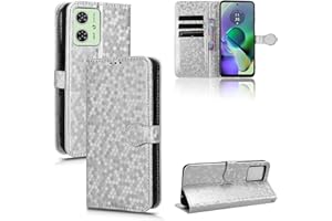 RonRun per Motorola Edge 40 Neo Cover a libro Flip Wallet Custodia in Pelle con Slot per Schede Custodia in Pelle Magnetica Cover per Motorola Edge 40 Neo - Argenteo