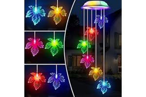 FOHIL Muttertagsgeschenk, Geschenk für Mama Oma, Solar Ahornblatt Windspiele für Draußen, Geburtstagsgeschenke Solarlampen Gartendeko Lichter für Terrasse Balkon Weihnachtsdekoration