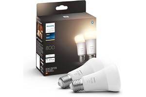 Hue White LED-lampa E27, 2-pack | 9W, A60, 806 lm, Zigbee & Bluetooth, livslängd 25000 h, röststyrning via Amazon Ale