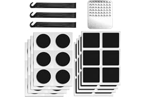 KELAV Rustine Velo Kit Reparation Velo, Rustine Chambre a Air Kit de Réparation de Crevaison, pour Vélos de Route de Réparation de Pneus de Vélo avec Demonte Pneu Lime à Métaux