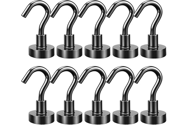 Lictin 10pcs Crochets Magnétiques, 10kg Crochet Aimanté, Crochets pour Réfrigérateur, Crochets de Suspension Magnétiques Extra Forts pour Aménagement Van, la Cuisine, le Bureau et le Garage
