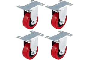Bulldog Castors - Ruote fisse in poliuretano da 50 mm, resistenti, per mobili, elettrodomestici e attrezzature, max 150 kg per set