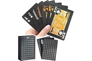 Wugauwor wasserdichte Diamant Spielkarten, Plastik Pokerkarten, Schwarze Poker Kartendeck, Waterproof Playing Cards, Poker Karten, Kunststoff Pokerkarten für Kartenspiele, Reisespiele