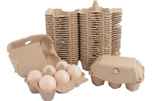 GBACHOOSE 50 Pcs Egg Boxes, Cardboard Egg Boxes Holder 6 Eggs, Recyclable and Biodegradable Traditional Fibre Egg Box for Farm, Home Storing Eggs