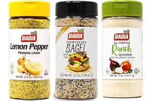 PUREGRO Badia Seasoning Set, Lemon Pepper 184.3g, Everything Bagel 156g, Ranch All-Purpose 141.7g, | Gluten-Free | Use On Everything !