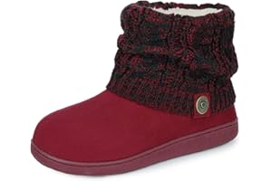 FamilyFairy Women's Woolen Yarn Knit Bootie Slippers Cute Plush Fleece Memory Foam House Shoes