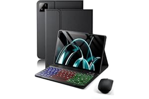 MICROTUNK Clavier Souris Coque pour Xiaomi Pad 7/Pad 7 Pro(2024)/ Xiaomi Pad 8/Pad 8 Pro (2025) 11.2 Pouces Étui avec Bluetooth sans Fil Français (AZERTY) Rétroéclairé Clavier Protection Backlight Keyboard Case