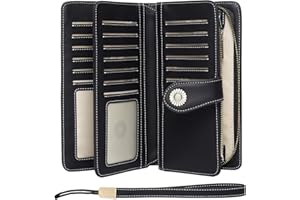 SENDEFN Portafoglio Donna in vera pelle,grande capacità Portamonete con Bloccaggio RFID, Portafoglio Donna porta Cerniera con 24 Titolari di Carta…