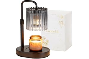 Candeldo Candle Warmer Lamp with Timer: Candle Warmers with 2 Bulbs Height Adjustable Dimmable Wax Melt House Warming Gifts New Home Bedroom Modern Decor Gift for Women