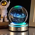 Oasisgalore 3D Solar System Glass Lamp，Crystal Ball Light Moon Light Ball Lamp Planet Model Decor Astronomy Gift