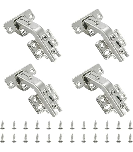 LIKERAINY 90Deg Short-arm Inset Blind Corner Hinge 26mm H0 Without Damper For Cabinet Door Stud Hinges For Cupboard Wardrobe Doors Pack Of 8 Pieces