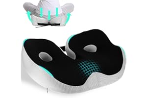 SPRIFITYY Coussin orthopédique en mousse à mémoire de forme Coccyx, coussin de bureau ergonomique, largeur de coussin de siège réglable, coussin pour soulager les douleurs des hanches et du coccyx, pour le