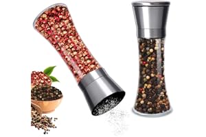 Gucass Set di 2 Pezzi Macina Sale e Pepe, Macinatore per Spezie Macinaspezie Acciaio Inossidabile, Smerigliatrice Ceramica Finezza Regolabile, Macinasale Macinapepe Manuale, 200ML