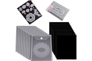 OTCRAFT Lot de 10 sacs de rangement en plastique transparent de 17,8 x 23,9 cm et 10 feuilles magnétiques en caoutchouc souple (0,5 cm) pour découper les tampons de stockage.