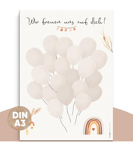 Babyparty Gästebuch-Alternative – Set Mit Bilderrahmen, 80 Holzstücken & Karte (Rosa Elefant)