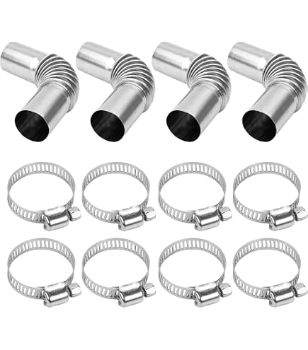 2 Pz 25mm Connettore di Scarico di Uscita, 15.5cm Tubo del Riscaldatore da Parcheggio, Tubo di Scarico in Acciaio Inossidabile, Connettori a Gomito per Tubi Auto, con 4 Fascette Stringitubo